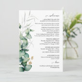 Eukalyptus Greenery Hochzeitstag und Willkommen Einladung (Stehend Vorderseite)