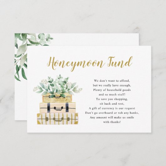 Eukalyptus Greenery Honeymoon Fond-Karte Einladung (Vorne/Hinten)