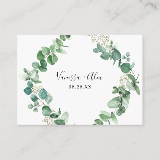 Eukalyptus Greenery Honeymoon oder Haushaltsfonds Begleitkarte (Rückseite)