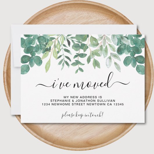 Eukalyptus Greenery I ve Moved Announcement Card Ankündigung