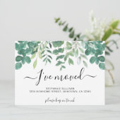 Eukalyptus Greenery Ich habe mich bewegt Ankündigung (Stehend Vorderseite)