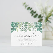 Eukalyptus Greenery Ich habe mich bewegt Ankündigungspostkarte (Stehend Vorderseite)
