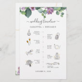 Eukalyptus Greenery Icon Wedding Itinerary Program Briefpapier (Vorne/Hinten)