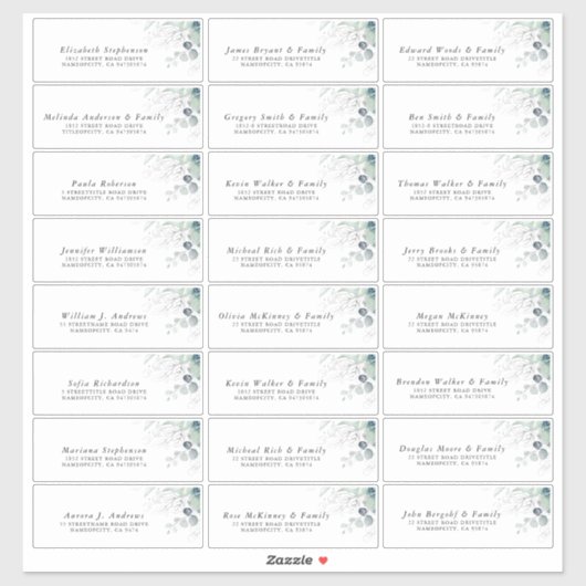 Eukalyptus Greenery Individual Address Labels (Blatt)