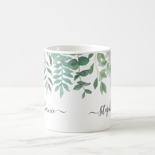 Eukalyptus Greenery Individuelle Name Kaffeetasse (Mittel)