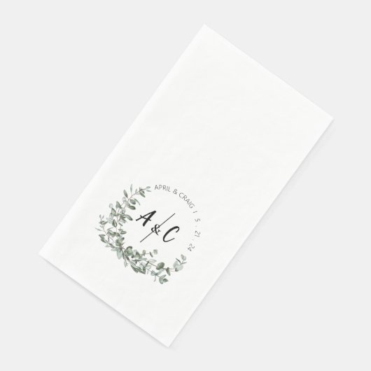 Eukalyptus Greenery Initialed Paper Guest Towels Serviette (Ecke)