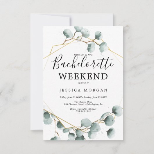 Eukalyptus Greenery Junggeselinnen-Abschied Einlad Einladung (Vorderseite)