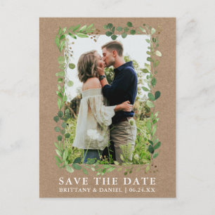 Eukalyptus Greenery Kraft Save the Date Postkarte