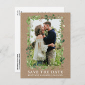 Eukalyptus Greenery Kraft Save the Date Postkarte (Vorne/Hinten)