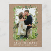 Eukalyptus Greenery Kraft Save the Date Postkarte (Vorderseite)