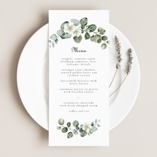 Eukalyptus Greenery Leaf Arch Wedding oder Birthda Menükarte