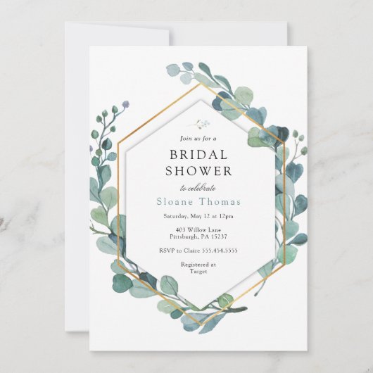 Eukalyptus Greenery Liebe in Bloom Brautparty Einladung (Vorderseite)