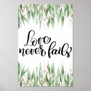 Eukalyptus Greenery Liebe Versage nie Poster