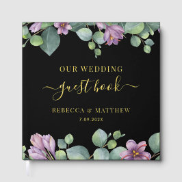 Eukalyptus Greenery Lila Wedding Gold Foil Gästebuch