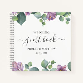 Eukalyptus Greenery Lila Wedding Guest Book Notizblock