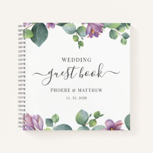 Eukalyptus Greenery Lila Wedding Guest Book Notizblock