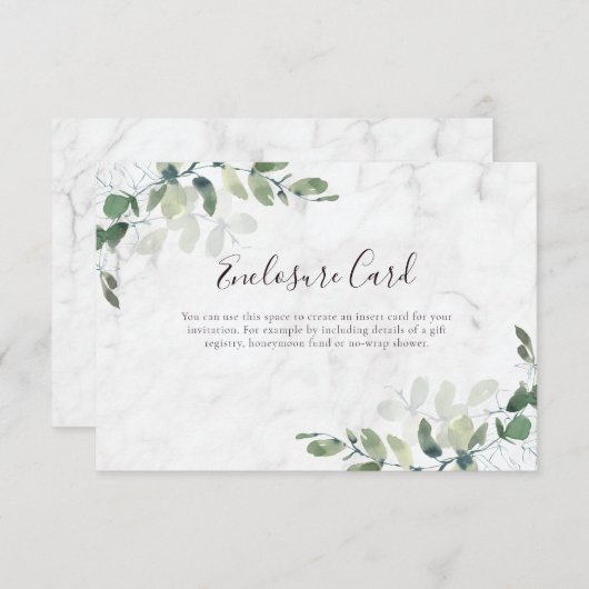 Eukalyptus Greenery Marble 3.5"x5" Begleitkarte (Vorne/Hinten)