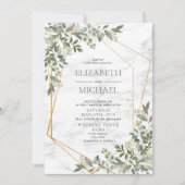 Eukalyptus Greenery Marble Geometric Wedding Einladung (Vorderseite)