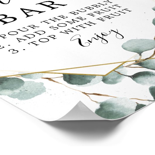 Eukalyptus Greenery Mimosa Bar Sign Poster (Ecke)