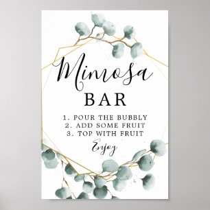 Eukalyptus Greenery Mimosa Bar Sign Poster