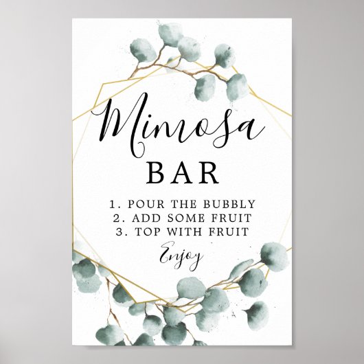 Eukalyptus Greenery Mimosa Bar Sign Poster (Vorne)