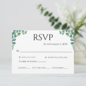 Eukalyptus Greenery Minimalistisch Simple Wedding RSVP Karte (Stehend Vorderseite)