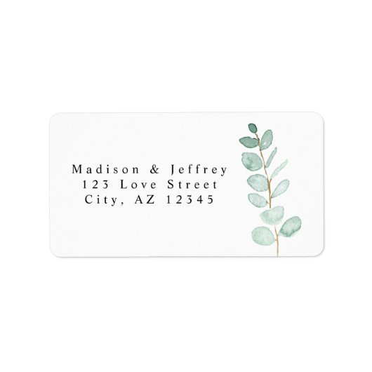 Eukalyptus Greenery Minimalistisch Wedding Address Adressaufkleber (Vorne)