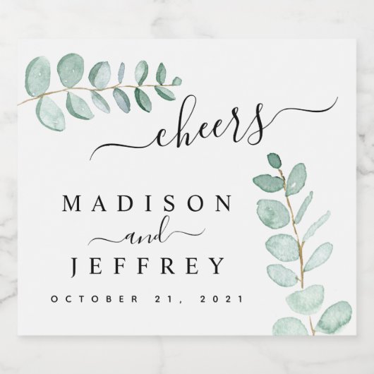 Eukalyptus Greenery Minimalistisch Wedding Bierflaschenetikett (Einzelnes Label)