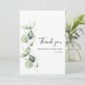 Eukalyptus Greenery Minimalistisch Wedding Dankeskarte (Stehend Vorderseite)