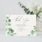 Eukalyptus Greenery Minimalistisch Wedding Dankeskarte (Stehend Vorderseite)