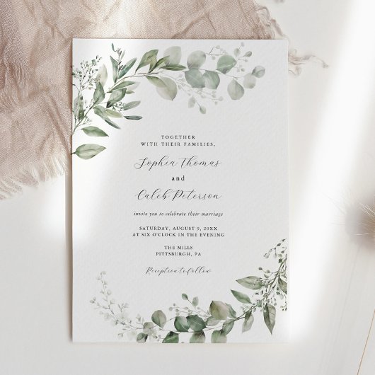 Eukalyptus Greenery Minimalistisch Wedding Einladung