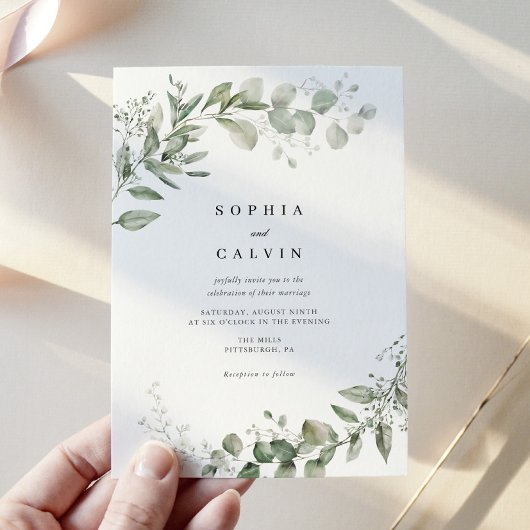 Eukalyptus Greenery Minimalistisch Wedding Einladung