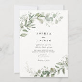 Eukalyptus Greenery Minimalistisch Wedding Einladung (Vorderseite)