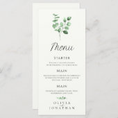 Eukalyptus Greenery Minimalistisch Wedding Menu Menükarte (Vorne/Hinten)