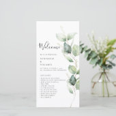 Eukalyptus Greenery Minimalistisch Wedding Program (Stehend Vorderseite)