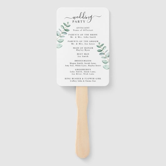 Eukalyptus Greenery Minimalistisch Wedding Program Fächer (Rückseite)