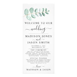Eukalyptus Greenery Minimalistisch Wedding Program Werbekarte
