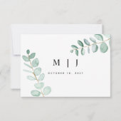 Eukalyptus Greenery Minimalistisch Wedding RSVP Ca (Rückseite)