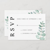 Eukalyptus Greenery Minimalistisch Wedding RSVP Ca (Vorne/Hinten)