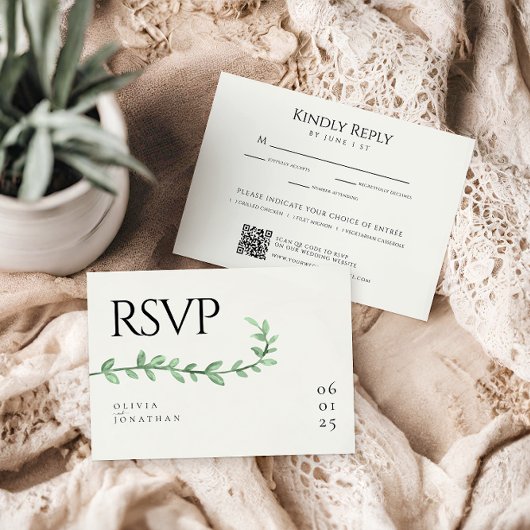 Eukalyptus Greenery Minimalistisch Wedding RSVP Karte