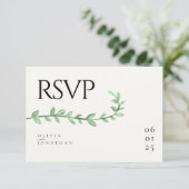 Eukalyptus Greenery Minimalistisch Wedding RSVP Karte (Stehend Vorderseite)