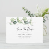 Eukalyptus Greenery Minimalistisch Wedding Save The Date (Stehend Vorderseite)