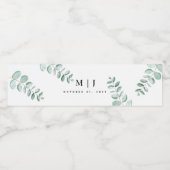 Eukalyptus Greenery Minimalistisch Wedding Wasserflaschenetikett (Einzelnes Label)