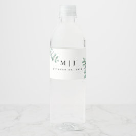 Eukalyptus Greenery Minimalistisch Wedding Wasserflaschenetikett