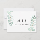 Eukalyptus Greenery Minimalistische Hochzeitsdetai RSVP Karte (Rückseite)