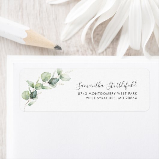 Eukalyptus Greenery Minimalistische Rücksendeadres (Insitu)