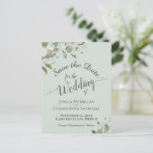 Eukalyptus & Greenery Mint Wedding Save the Date Ankündigungspostkarte (Stehend Vorderseite)