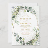 Eukalyptus Greenery Modern Geometric Wedding Invit Einladung (Vorderseite)