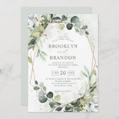 Eukalyptus Greenery Modern Geometric Wedding Invit Einladung (Vorne/Hinten)