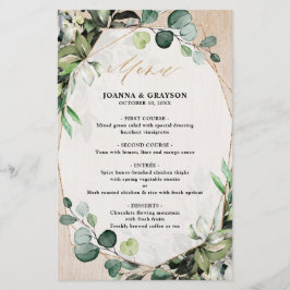 Eukalyptus Greenery Modern Geometric Wedding Menu